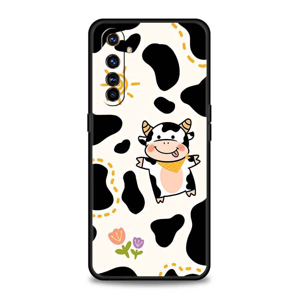 Soft TPU For Realme 13 12 11 10 Pro Plus GT2 GT3 GT5 C67 C63 C55 C21 C25 C35 Pro 5G Shockproof Phone Case Cute Milk Cow Fundas