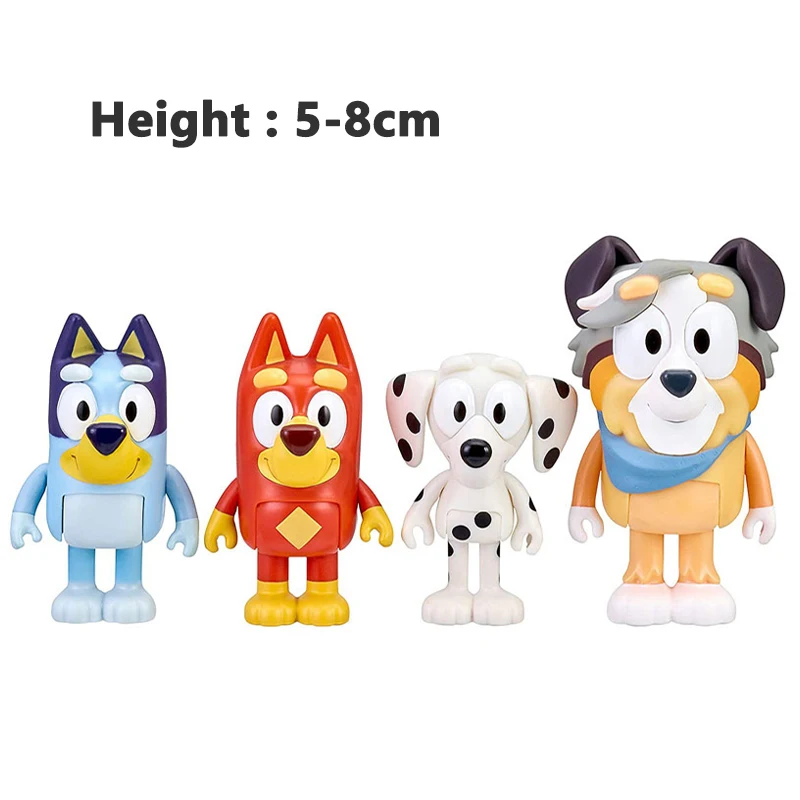 4pcs/Set Bluey Bingo And Friends Anime Action Figure Toy Set Movable Joint  PVC Model Doll Birthday Decoraton Toys For Kids