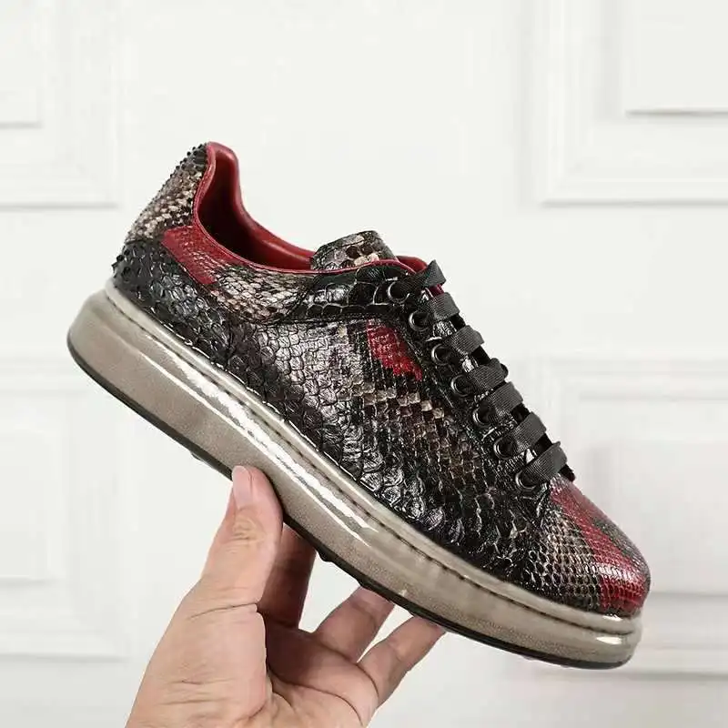 2023 new arrival Fashion Snake Skin causal shoes men,male Genuine leather Sneaker  pdd129