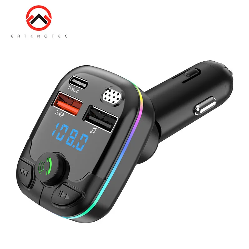 Universal Car Bluetooth FM Transmitter with Hands-Free Calling MP3 Player Dual USB Charging Ports Bluetooth for Smartphones