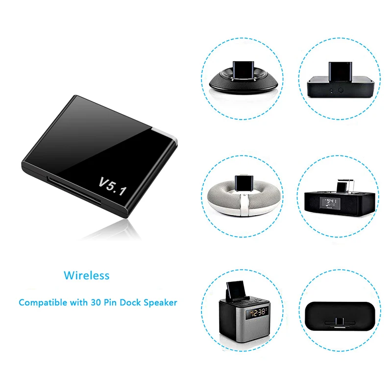 I-WAVE 30 Pin Bluetooth Receiver iPod Audio Lossless Receiver Bose Analog Speaker Adapter A2DP Music Mini 30Pin Wireless Adapter