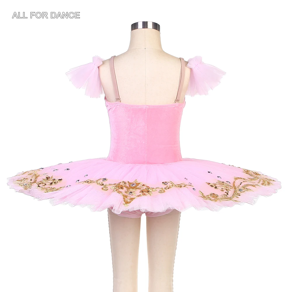 BLL516 Pink Velvet Professional Ballet Dance Tutu for Girls and Women Performance Costumes Ballet Dancing Dress with Arm Bands