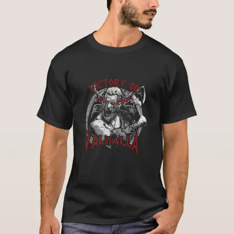 

Axe Warrior Raven Odin Thor Victory Or Valhalla T Shirt New 100% Cotton Short Sleeve O-Neck T-shirt Casual Mens Top