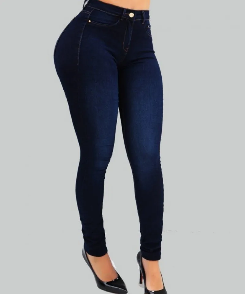 Damen-Jeans in reiner Farbe, Denim-Jeans mit hoher Taille, Straßenspiel, kultivieren die eigene Moral, formende Figur mit Jeans mit hoher Taille