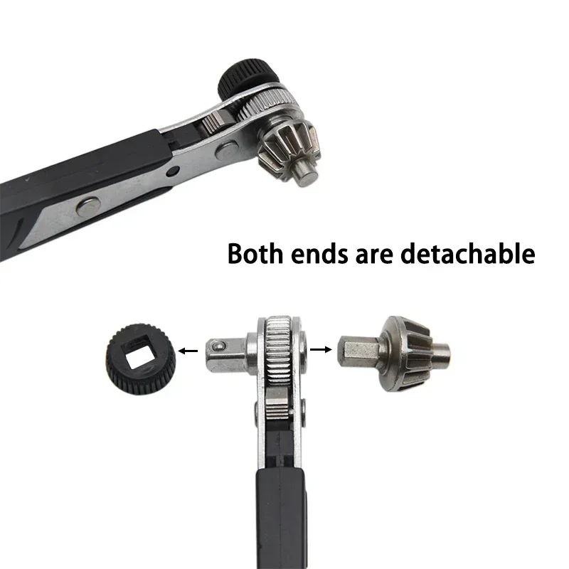 

2-in-1 Multi-Functional Drill Chuck Detachable Black Screwdriver Two-Way Ratchet Square Head Wrench Tool Home Repair