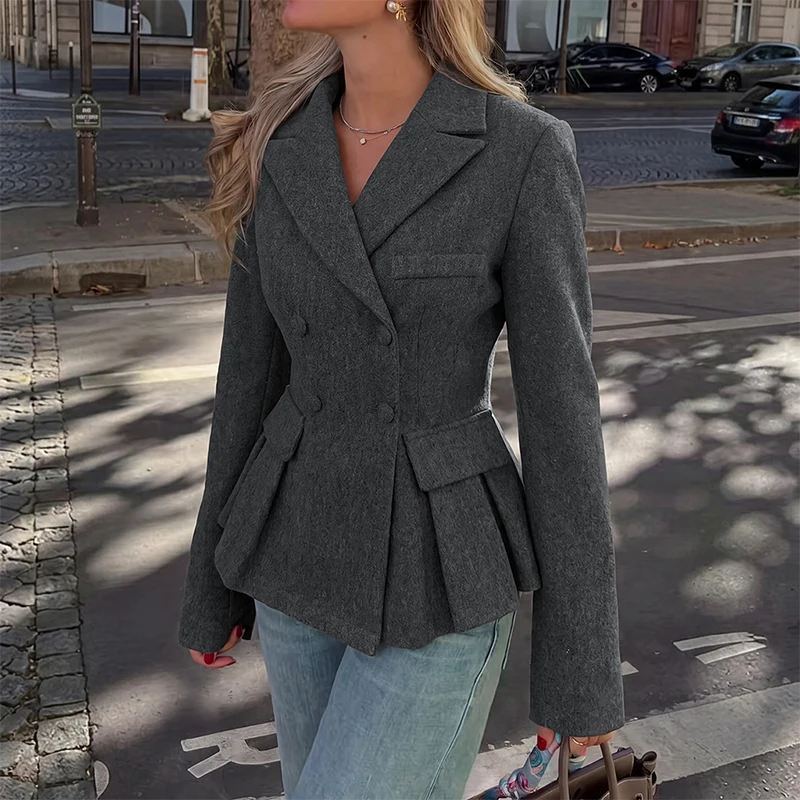 2026 Autumn/Winter New Style, Elegant Loose A-Line Leather Jacket for Women, Suitable for Business Wear