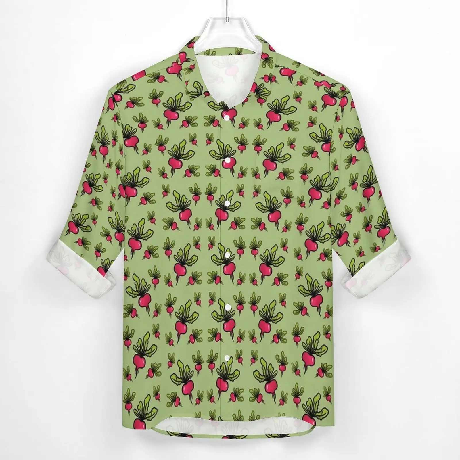 Radishes Shirt Spring Cute Vegetable Casual Shirts Men Loose Blouses Long Sleeve Graphic Harajuku Tops Big Size 3XL 4XL