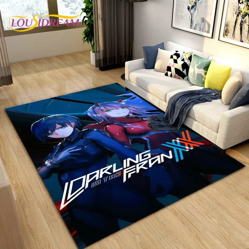 Zero Two DARLING In The FRANXX Anime Area Rug,Carpet Rug for Living Room Bedroom Sofa Doormat Decoration, Kid Non-slip Floor Mat