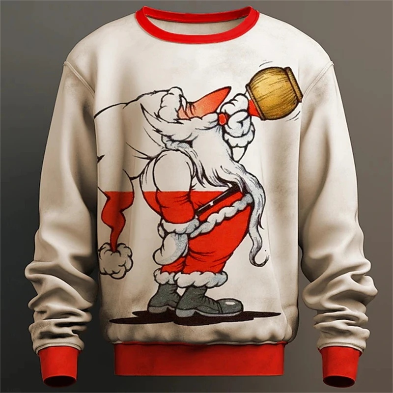 new Santa Claus Men's 3d Print Sweatshirt Party Christmas New Year Christmas Crew Neck pullover Fall fashion Designer Hoodie