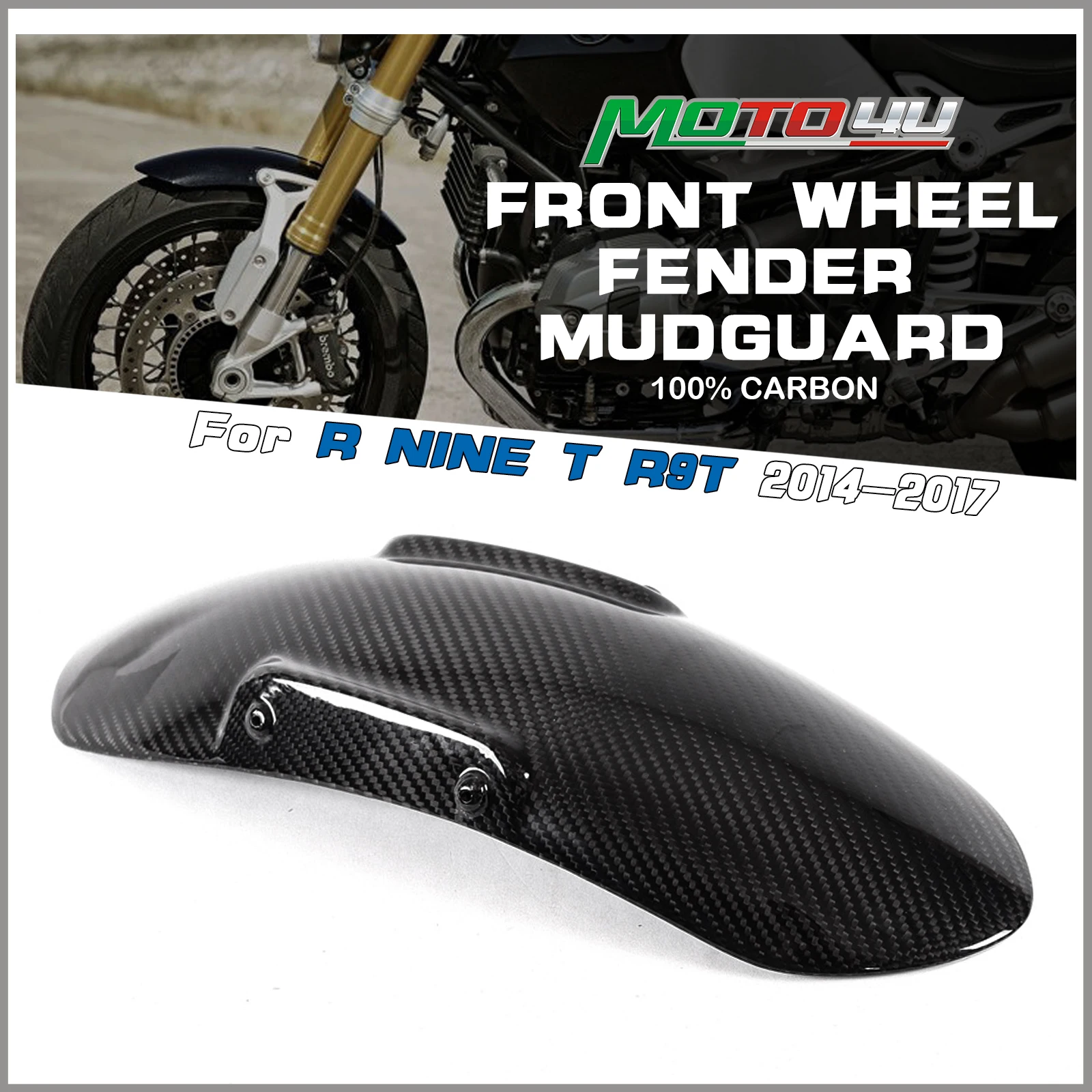 

100% Real Carbon Fiber Front Wheel Fender Mudguard Motorcycle Accessories For BMW R NINE T R9T 2014 2015 2016 2017