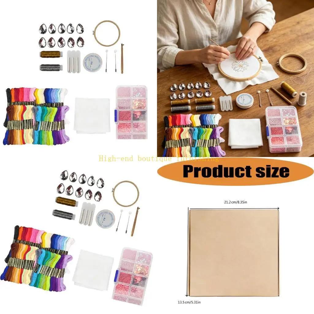 L9NB 19 Piece Embroidery Craft Set With Organized Storage for DIY Thread Work