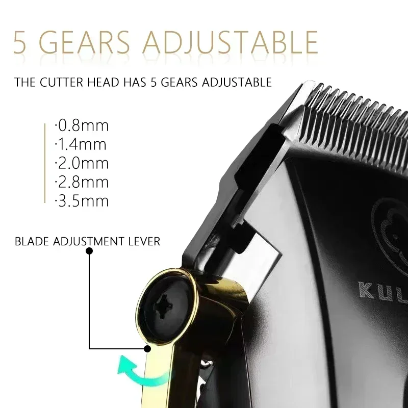Kulilang Madeshow R77F Hair Clipper พร้อมใบมีดเปลี่ยนผม Trimmer สําหรับชาย Professional ตัดผมแบบชาร์จไฟได้