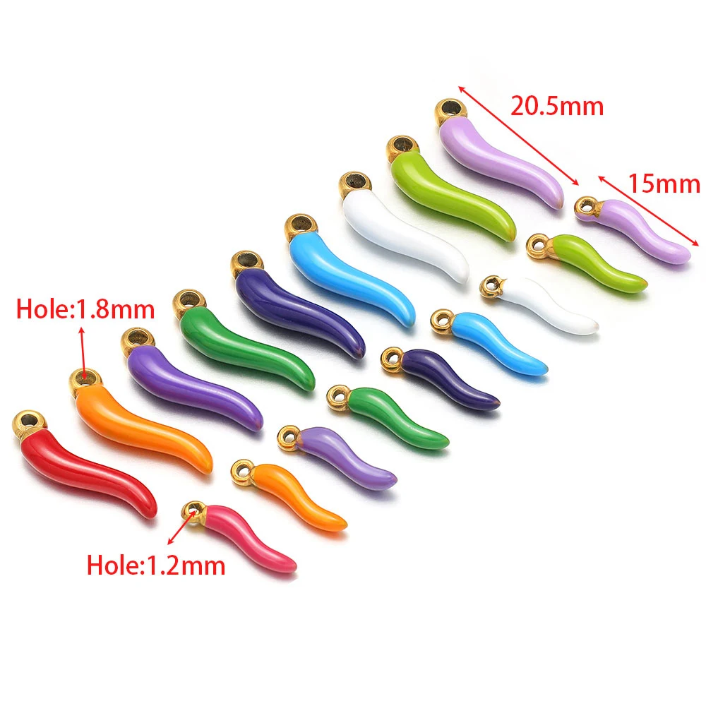 5pcs Stainless Steel Multicolor Pepper Charms Chili Pendant Wholesale for DIY Jewelry Earrings Making Necklace Bracelet Supplies - Detail 1
