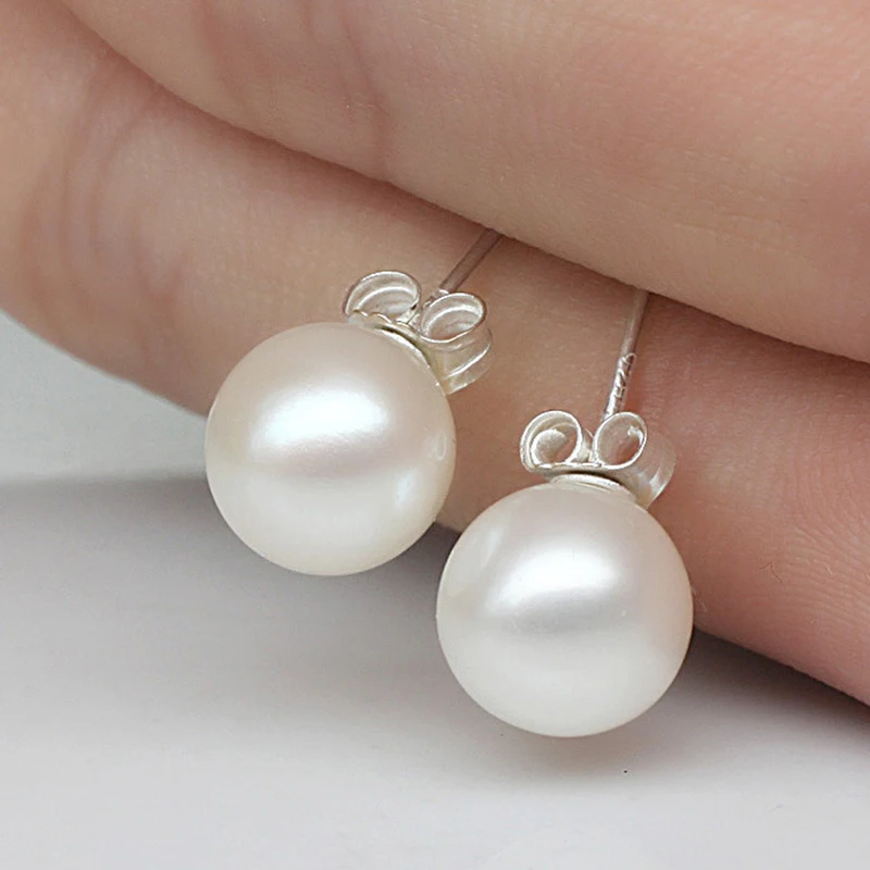 Korean Fashion 925 Silver Needle Earrings For Women Simple Design Imitation White Pearl Stud Earring Daily Ear Accessories