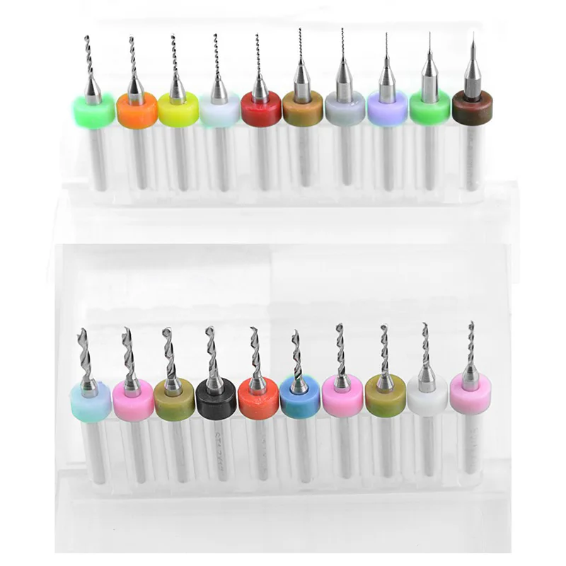 DTDT hot-20Pcs PCB Print Circuit Board Carbide Steel Micro-Drill Bits Set Shank 0.10mm to 1.0mm and 1.1mm to 2.0mm (1 Each)