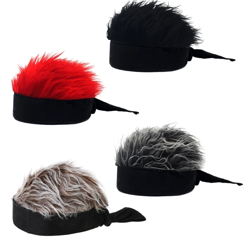 Novelty Visors Sun Party Peaked Beanie Hat Headband with Spiked Hair Funny Short Hair Breathable