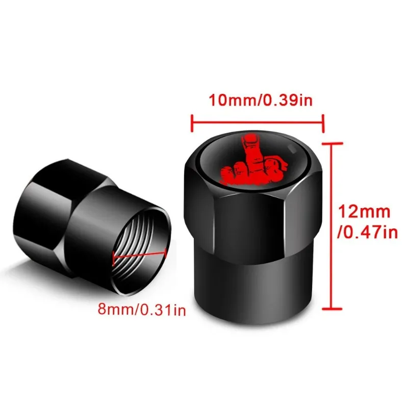 Car Tire Valve Caps Middle Finger Logo  Rubber Seal Tire Valve Stem Caps Car Motorcycle Bicycle Universal Valve Dustproof Covers