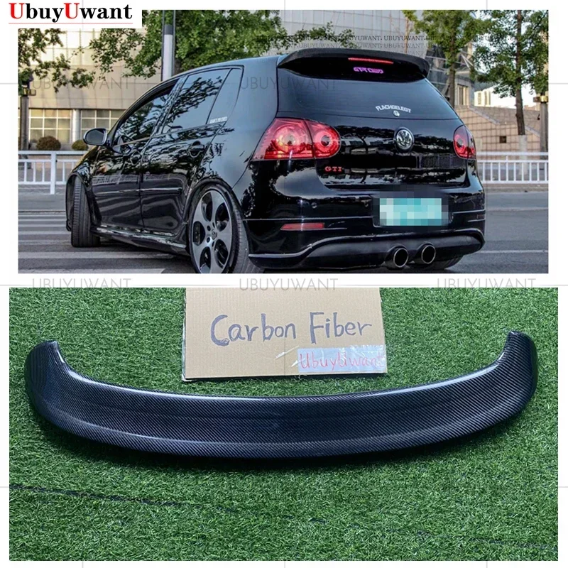 For MK5 GTi FRP Unpainted / CARBON FIBER Car Rear Roof Lip Spoiler For Volkswagen VW Golf 5 V MK5 R32 GTI 2006-2009 Without Lamp