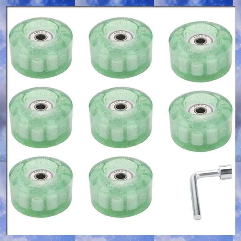 A35F New 8 Piece Glitter Light Up Roller Skate Wheels Luminous Skate Wheels With Bearings Installed 32 X 58 Mm 78A