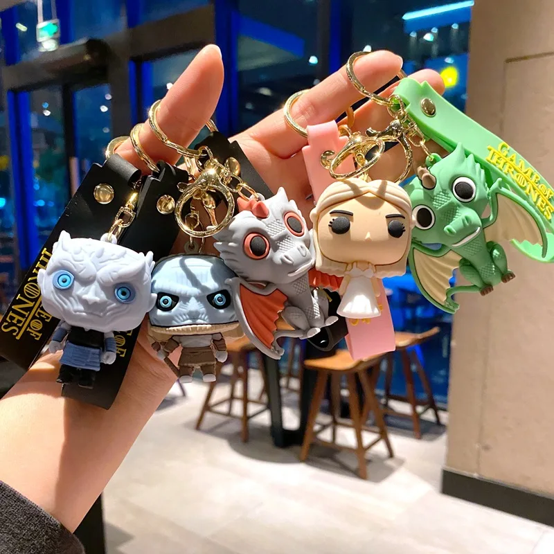 European American Movie Around Game Thrones Keychain 3D Action Figure Anime Doll Cartoon Night King Chain Bag Pendant