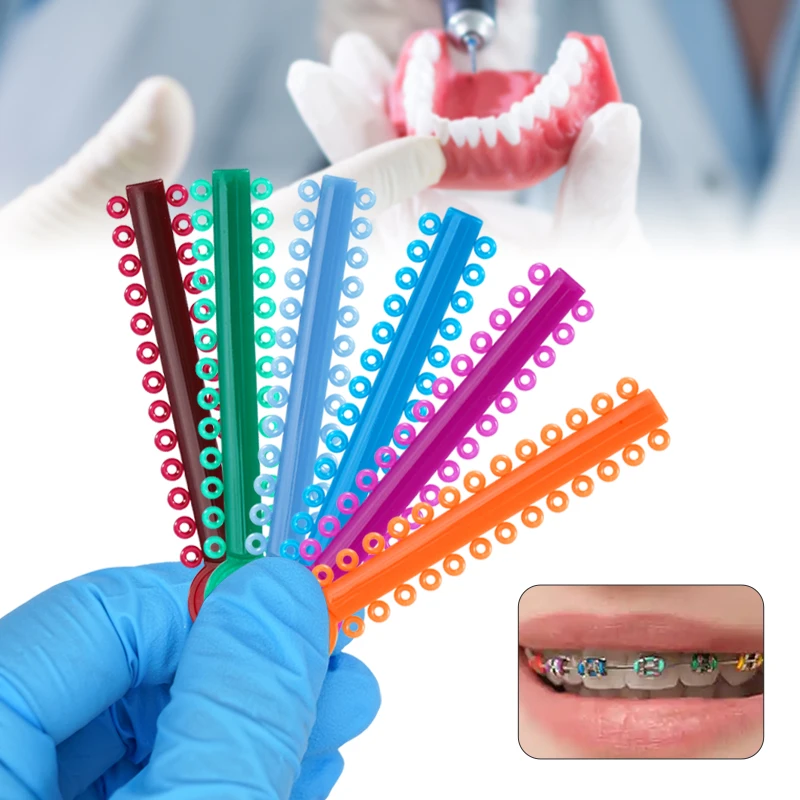 1040 pièces de ligatures élastiques orthodontiques dentaires, couleurs aléatoires, 40 ligatures/ensemble, pour traitement des appareils dentaires
