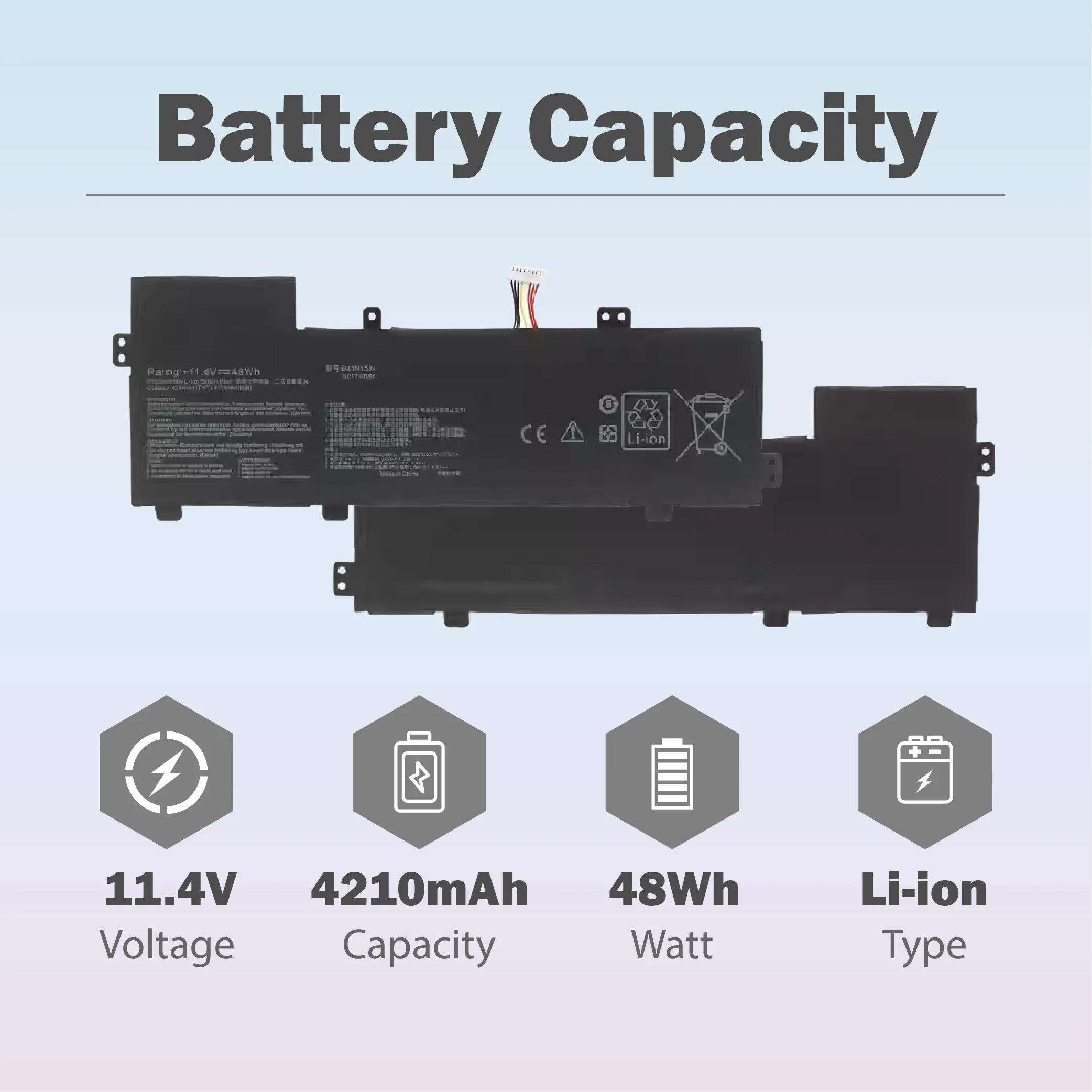 B31N1534 Laptop Battery for Asus Zenbook U5000 UX510 UX510UW UX510UW-1A UX510UW1A UX510UW-RB71 UX510UW-CN044T UX510UX UX510UX-1A