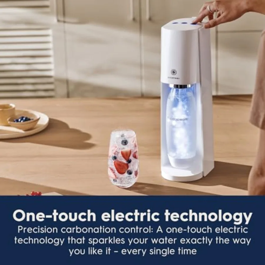 SodaStream - مجموعة أدوات صانع الصودا E-TERRA المكونة من 3 مستويات كربونات أوتوماتيكية تتضمن 1x أسطوانة ثاني أكسيد الكربون 1 × 32 أونصة سائلة آمنة للاستخدام في غسالة الأطباق #6