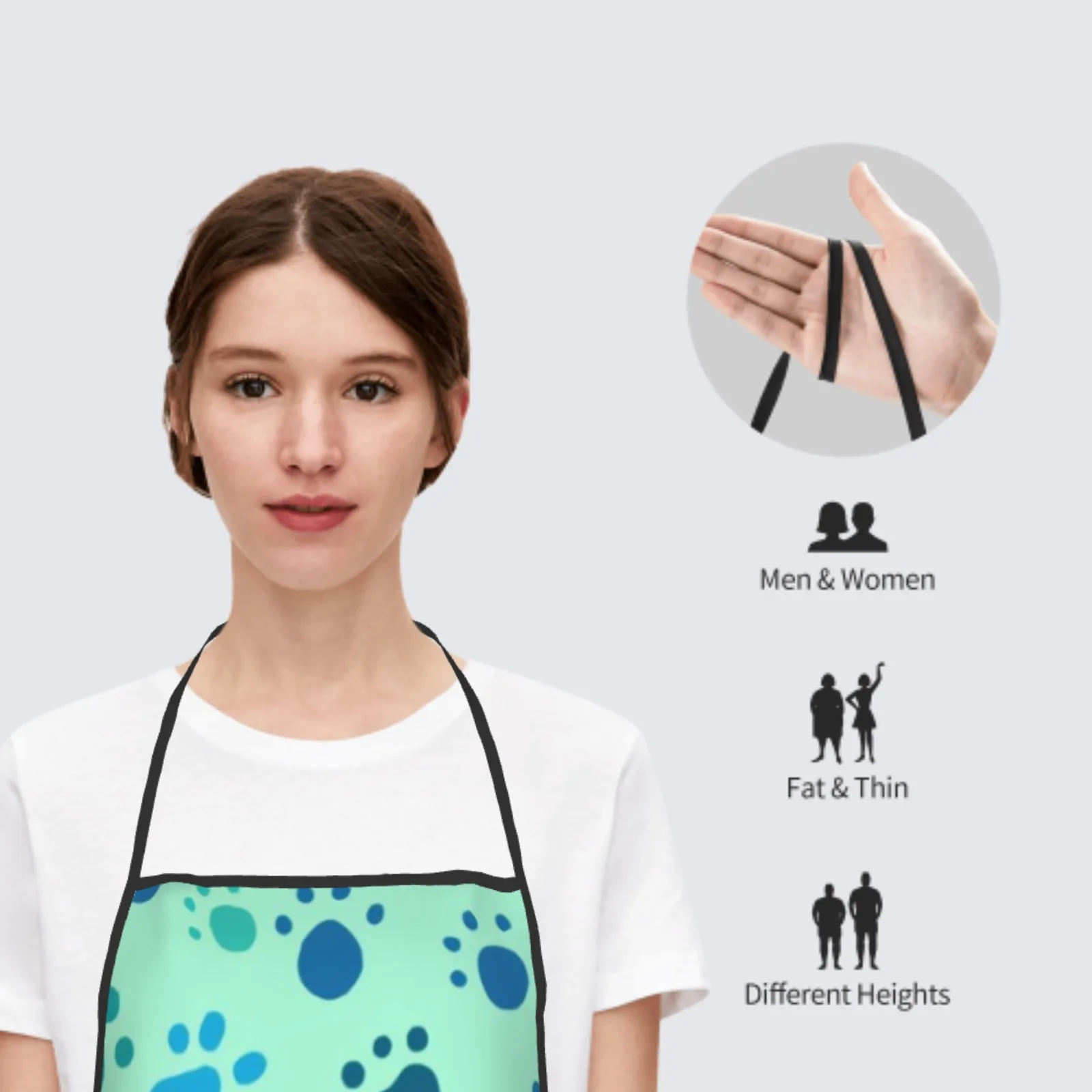 Colorful Polyester locking hem Apron Home Cooking Baking Kitchen Cat Paw Apron Paws Dog Paw Greener Footprint Footprints