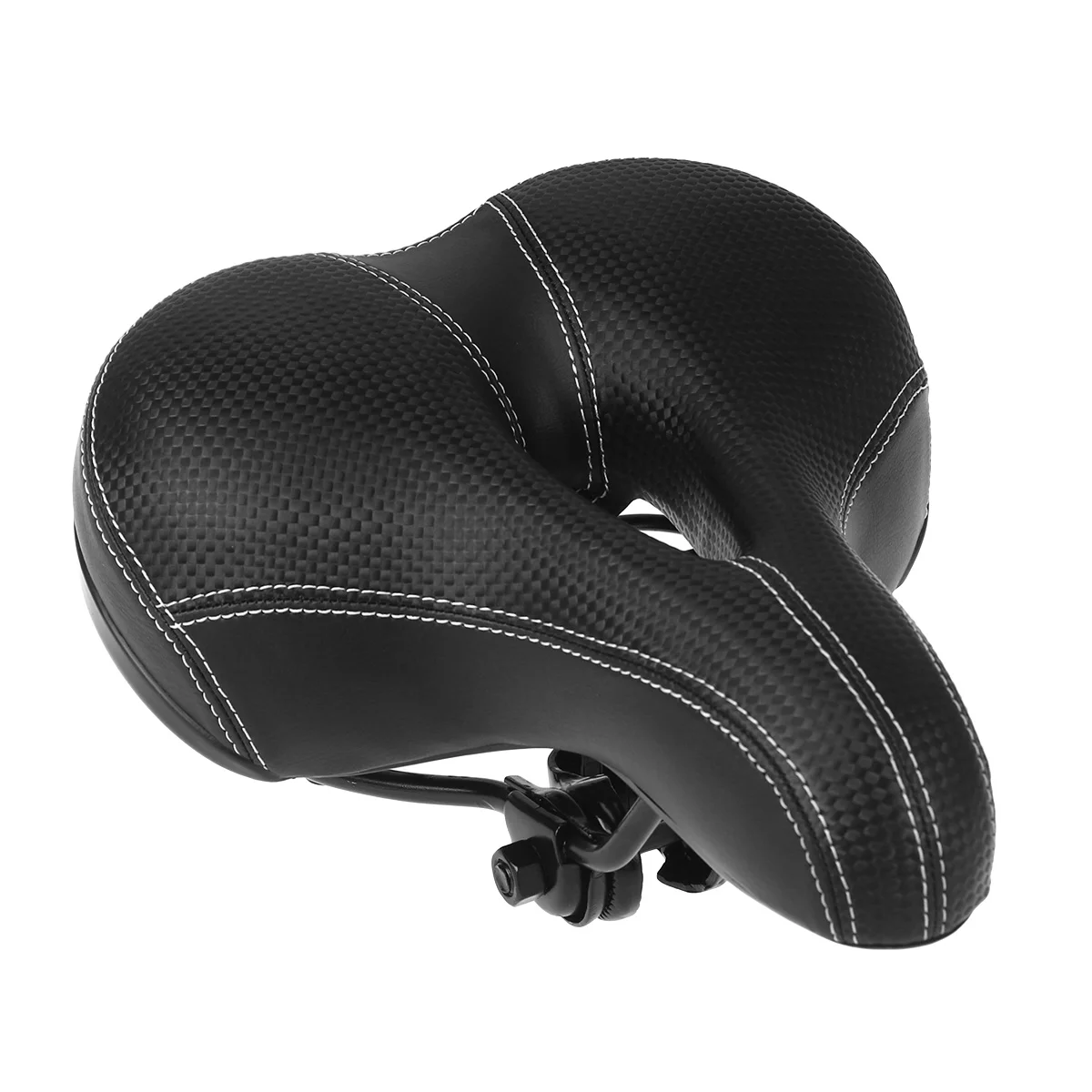 Black Thickened Comfort Saddle Wide Bike Cushion Seat Double Steel Spring Elastic Shockproof Suitable for Road Bike Riding