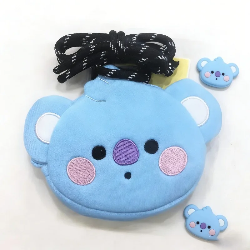 Korean BT21 Peripheral Lanyard Coin Purse Cute Cartoon Doll Anime Crossbody Bag Mini Creative Fashion Couple Birthday Gift view 3