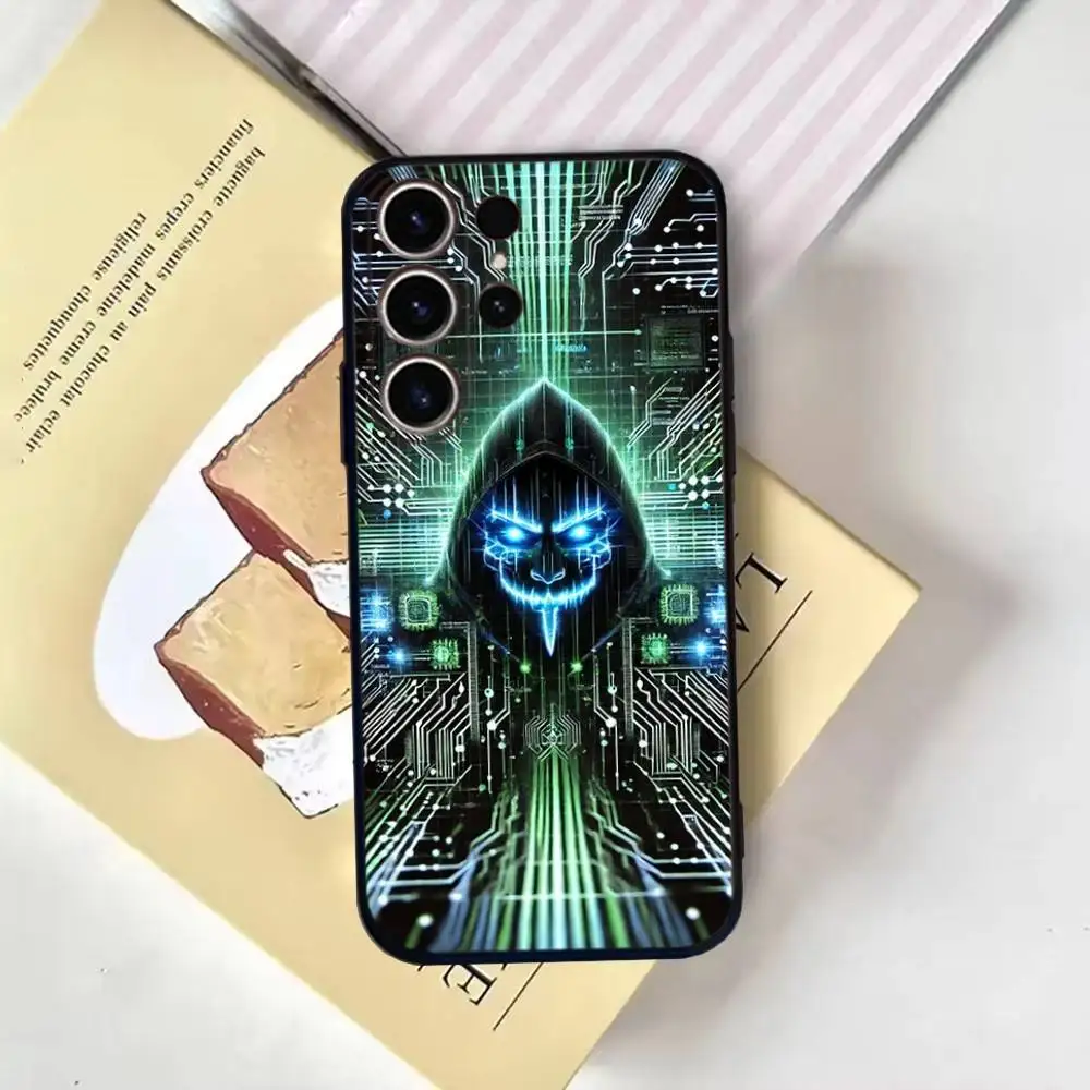 Etui na telefon z motywem Hot Hacker Creativity do Samsung S25, 24, 21, 22, 23, 30, Ultra, 20, Plus, Fe, Lite, Note, 10, 9, miękka czarna obudowa