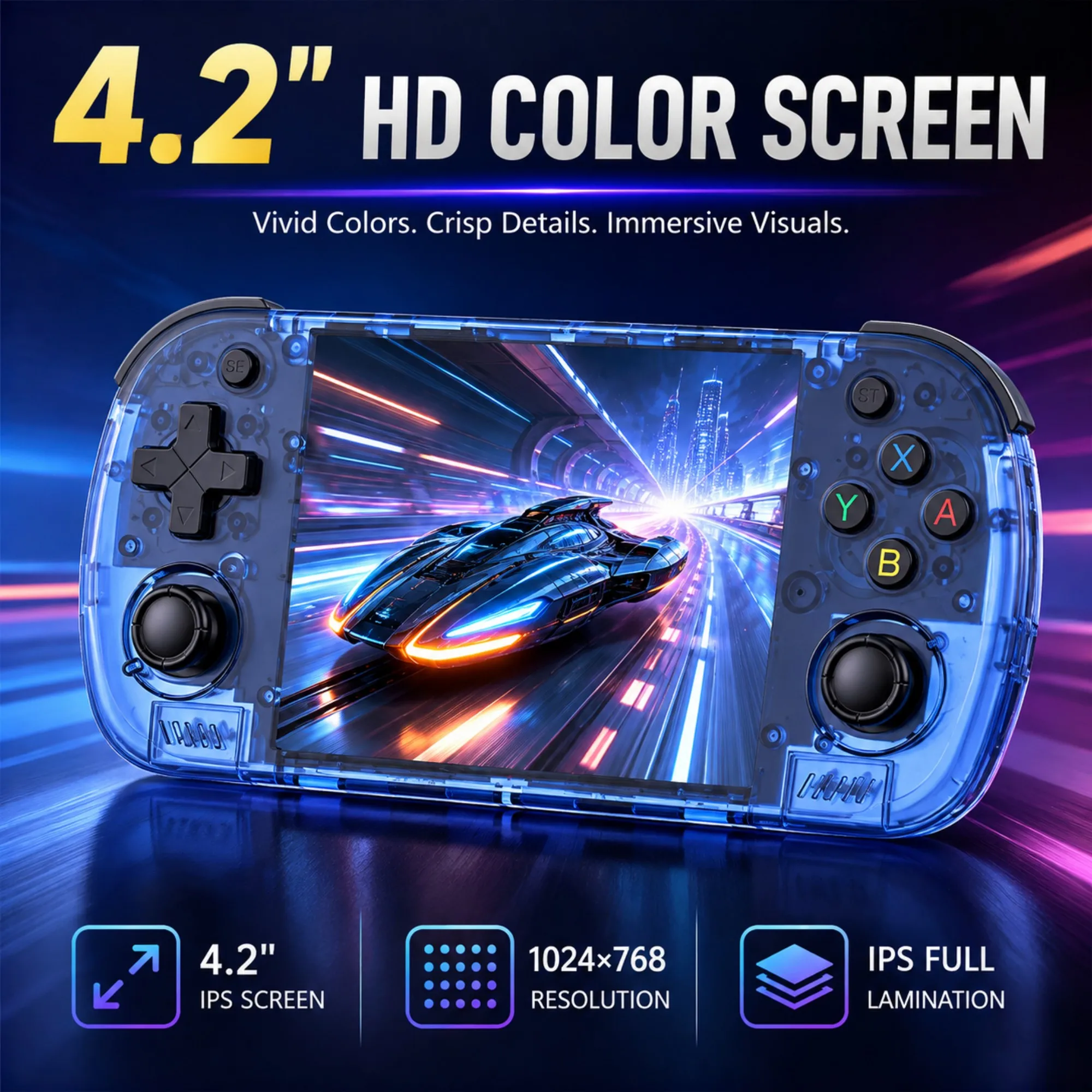 Portable Retro Handheld Game Console 4.2 Inch IPS Screen Linux System WiFi Multiplayer Dual Joystick 3500mAh 16GB 256GB