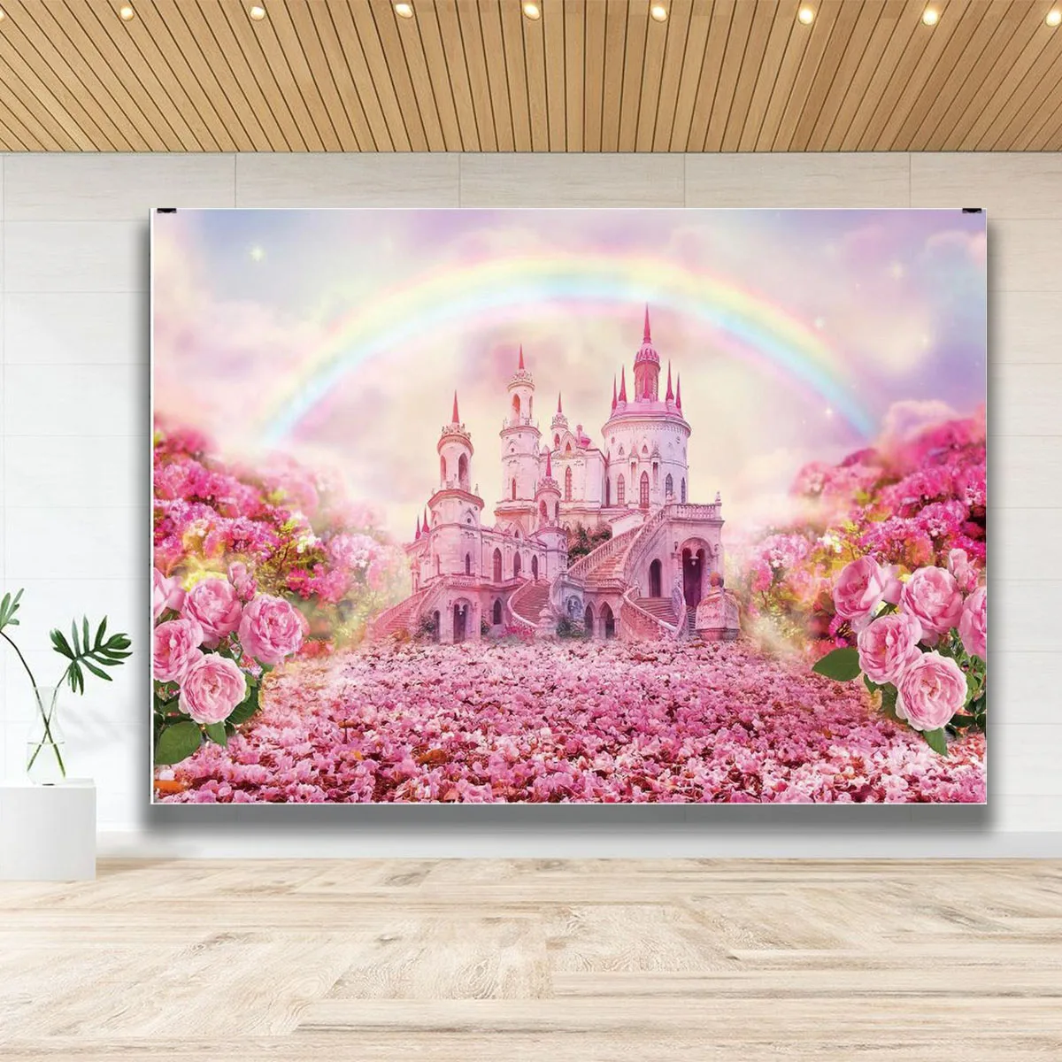 Spring Castle Floral Sea Photography Backdrops Garden Flower Wonderland forest Girl Princess Baby Birthday Pink Photo Background