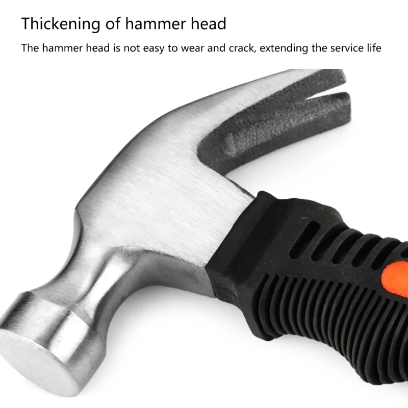 ipiip Household Mini Claw Hammer High Carbon Steel Small Hammer Nails Mini Rubber-coated Small Hammer Tool for Home