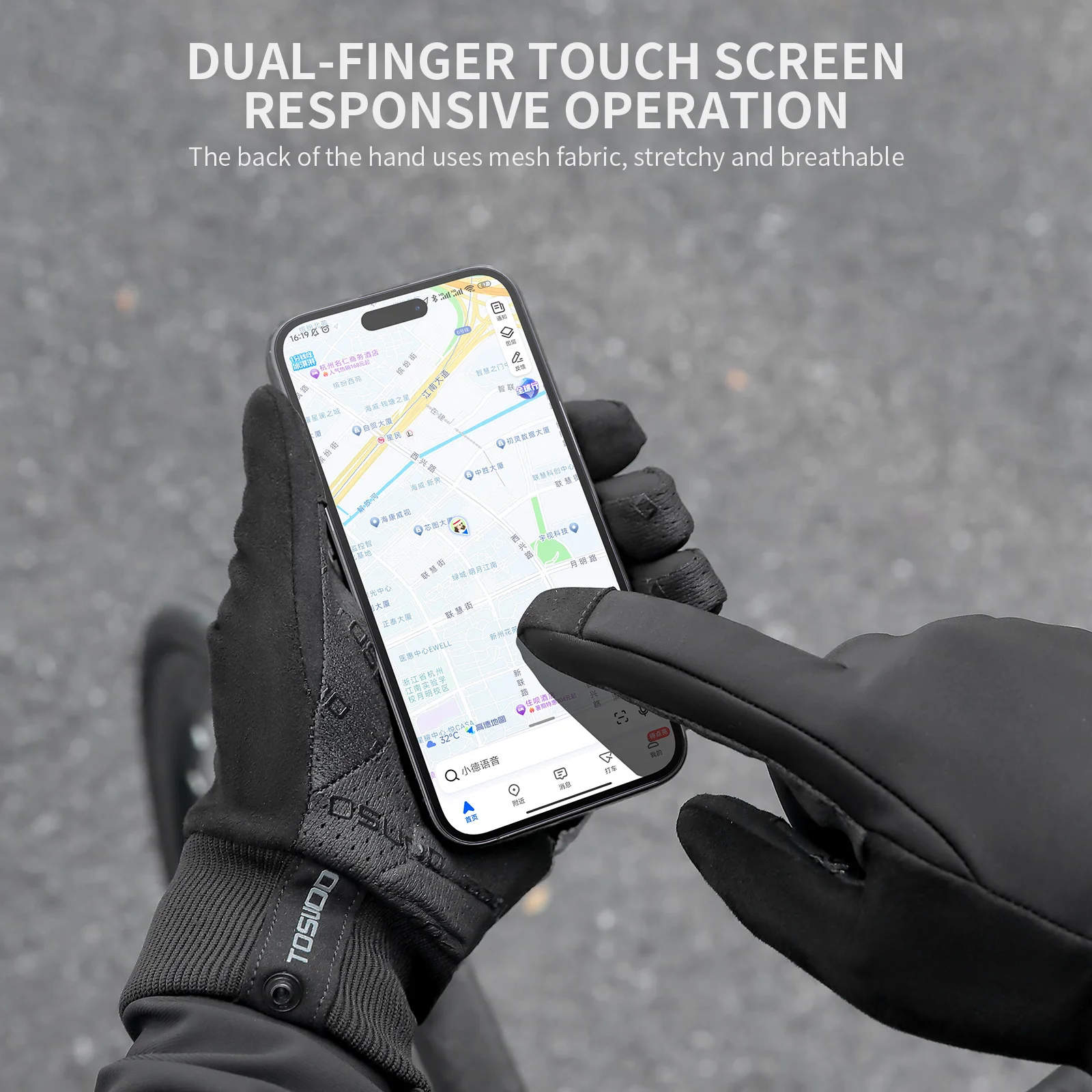 TOSUOD Winter-Fahrradhandschuhe, Touchscreen, thermisch, warm, mit vollen Fingern, rutschfest, stoßdämpfend, MTB-Mountainbike-Handschuhe, für Outdoor-Sportarten – Detail 10