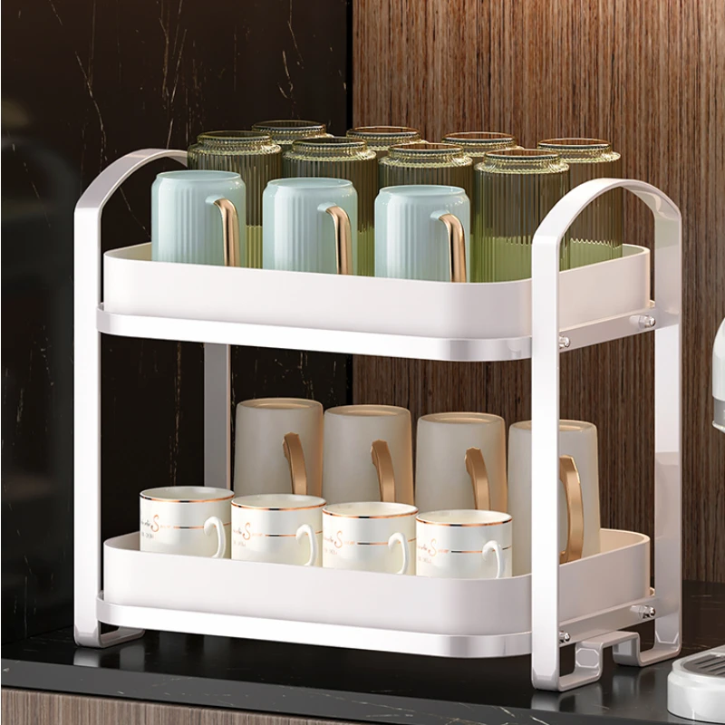 

Holder Dustproof Cup Storage Rack Light Luxury Double-Layer Draining Living Room Desktop Cabinet Water Cup Storage Glass Holder