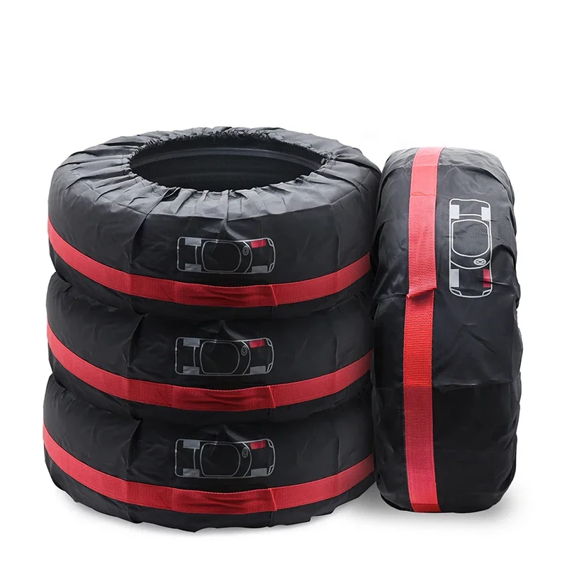 4PCS Car Spare Tire Cover Case Polyester Auto Wheel Tires Storage Bags Vehicle Tyre Accessories Dust-proof Protector Styling