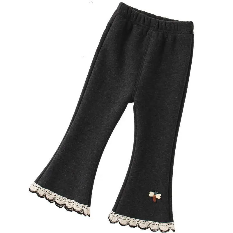 2025 بنطال بناتي خريف شتاء دافئ سميك جرس قيعان مرونة الخصر السراويل الطويلة ملابس مريحة للأطفال 4-8 سنوات #4