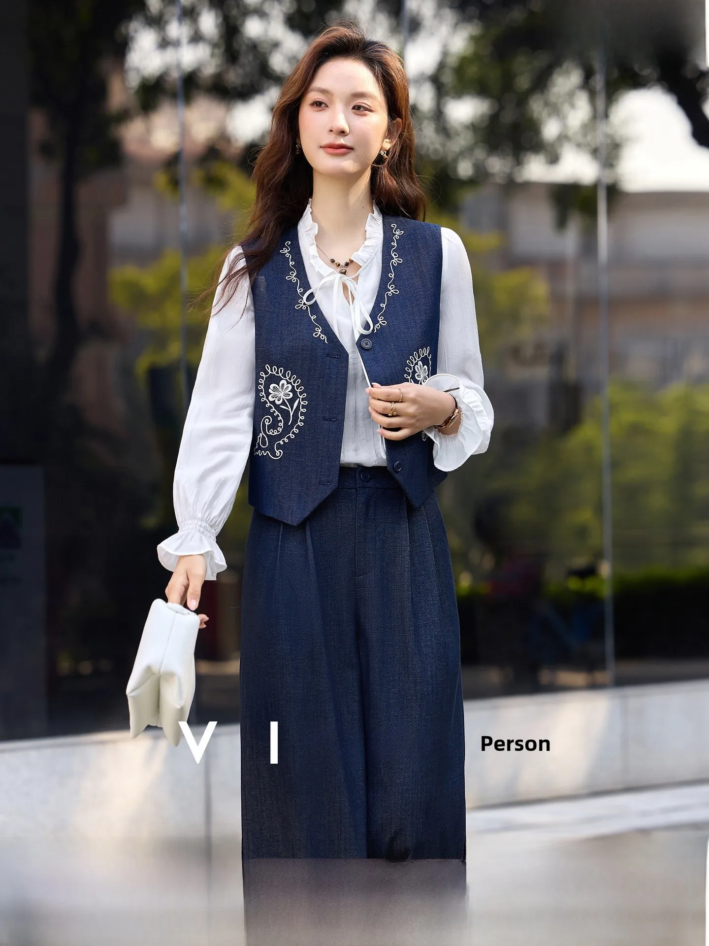 

Ele Commuting Svel Vest Set Women's Wide Leg Pants Two Piece Spring New Sle Casual Faion Ensemble