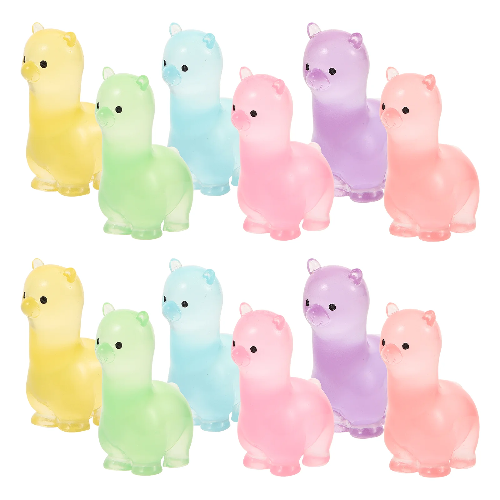 Animal Figurines Micro Landscape House Resin Ornaments Luminous Colorful Alpaca Mini Figures Animals