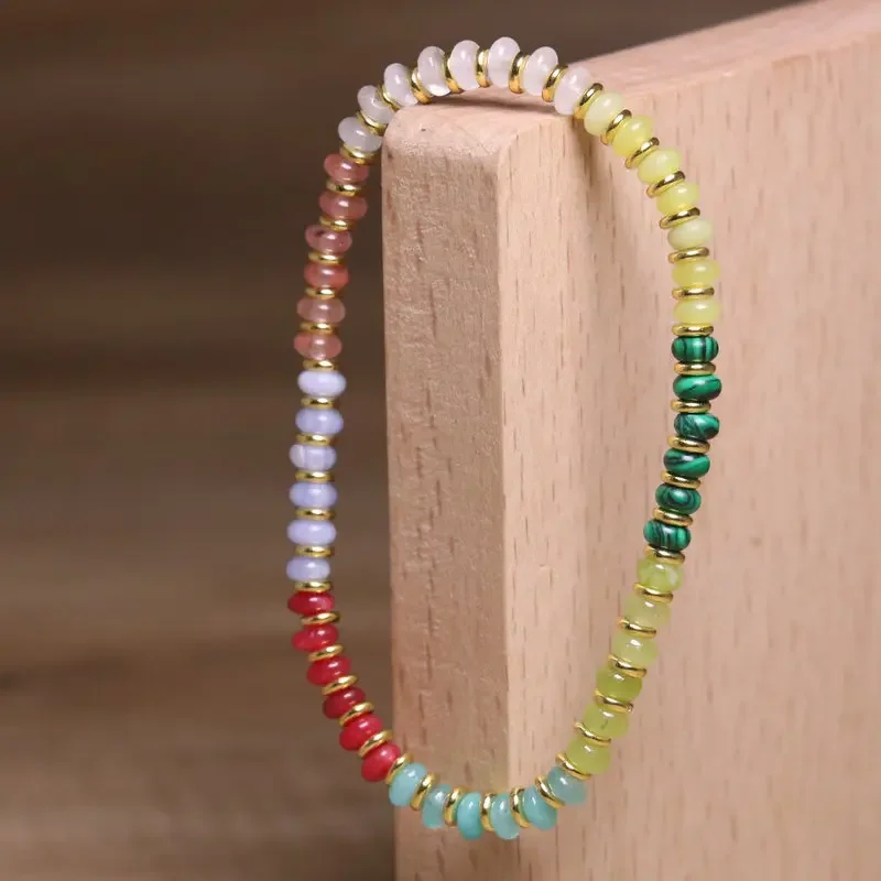 East-Meets-West Abacus Stone Bracelet - Yellow/Red Aventurine & Malachite Beads for Boho Chic and Unique Healing Jewelry - view 5