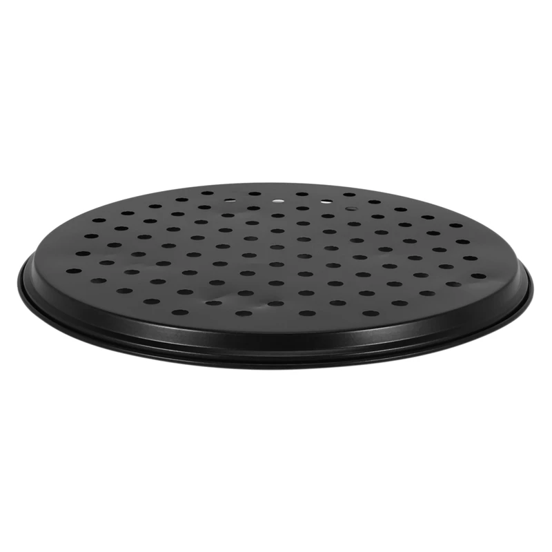 Panelas de pizza perfurada pessoal, aço carbono preto, revestimento antiaderente, fácil de limpar, bandeja de cozimento de pizza, 2X, 10 Polegada