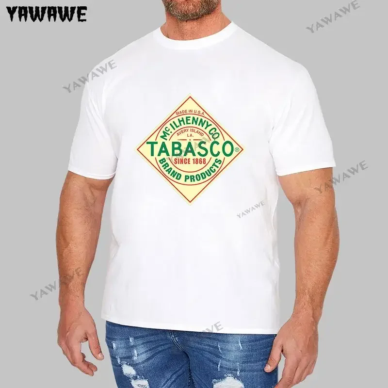 Male Black streetwear Tshirt luxury cotton T shirt Brand Clothing Tabasco Sauce Heather summer Fashion Unisex O-neck Teeshirt