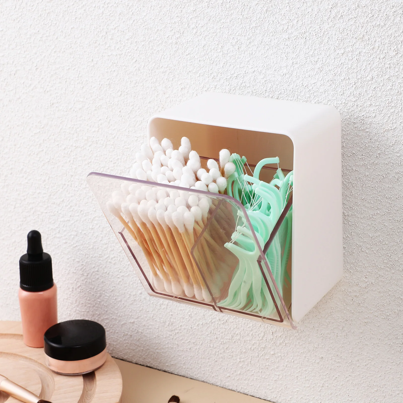 

Органайзер для ватных палочек, большой пластиковый контейнер для хранения с двумя отделениями, настольный органайзер для ванной комнаты