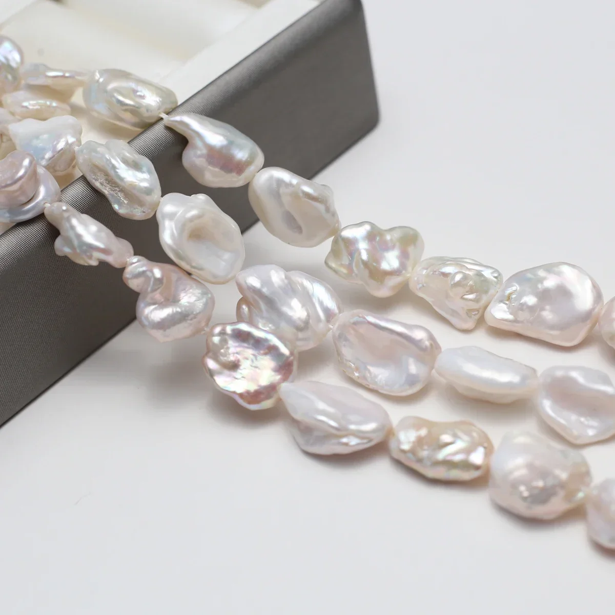 

12-15mm5A Natural Freshwater Pearl White Baroque Irregular Bead Sparkle Jewelry MakeDIY Necklace Bracelet Accessories Gift Women