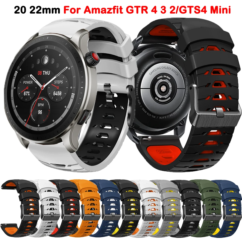 20 22 มม.สําหรับ Amazfit GTR3 GTR 3 4 2 Pro 46 มม.Bip 5 สายรัดข้อมือ Amazfit GTS 4 2 Mini 2e สร้อยข้อมือซิลิโคน