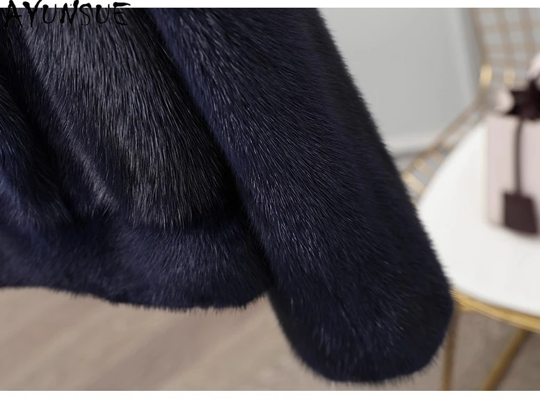 AYUNSUE 천연 밍크 퍼 코트 여성 의류 럭셔리 리얼 퍼 코트 여성용 전체 밍크 신상 겨울 자켓 2025 여성용 코트