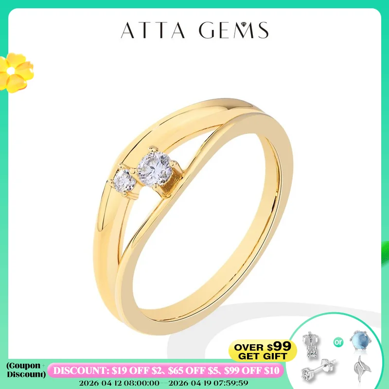 

ATTAGEMS New D VVS1 Moissanite Rings for Women S925 Sliver 18K Gold Plated Round Diamond 2-layer Engagement Wedding Jewelry Gift