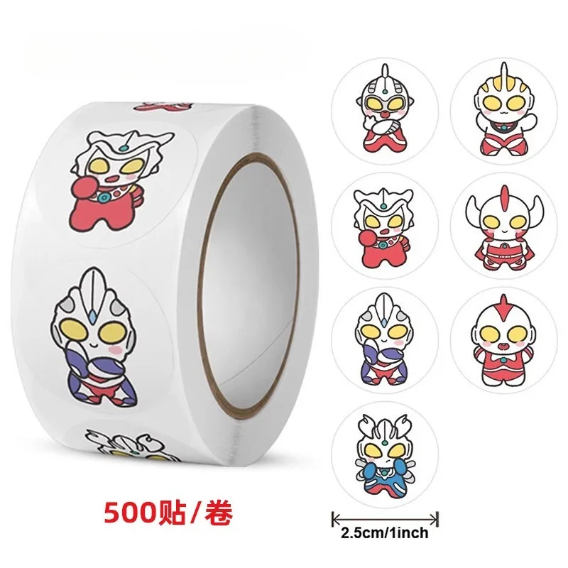 500pcs/roll Ultraman Cartoon Cute Stickers DIY Notebook Skateboard Toy Tiga Ace Waterproof Stickers Toys Gift