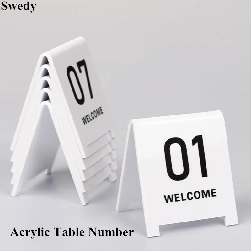5 Pieces Acrylic Table Numbers Display Stand Restaurant Double Sided Wedding Table Number Card Signs Waterproof Tabletop Number